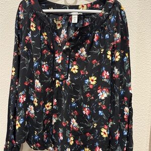 Floral Black Women's Top